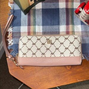 Women's Pink and Cream Wristlet Wallet